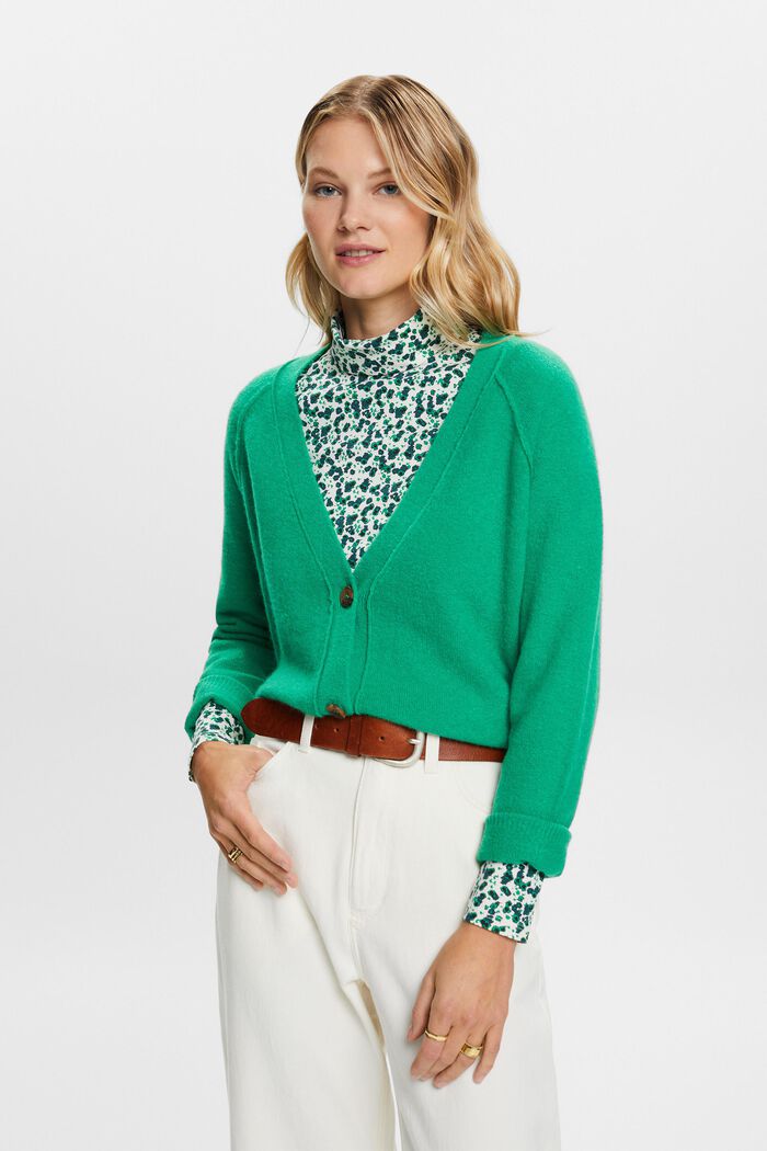 Button Front Cardigan, GREEN, detail image number 0
