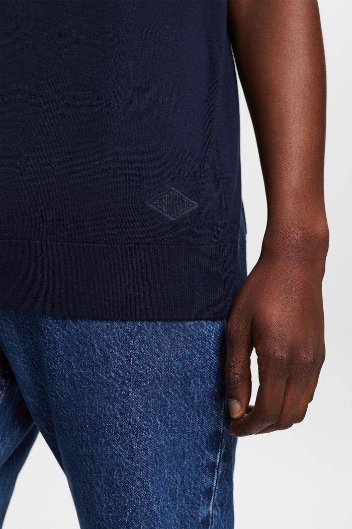 Knit Short-Sleeve Polo Shirt, NAVY, detail image number 3