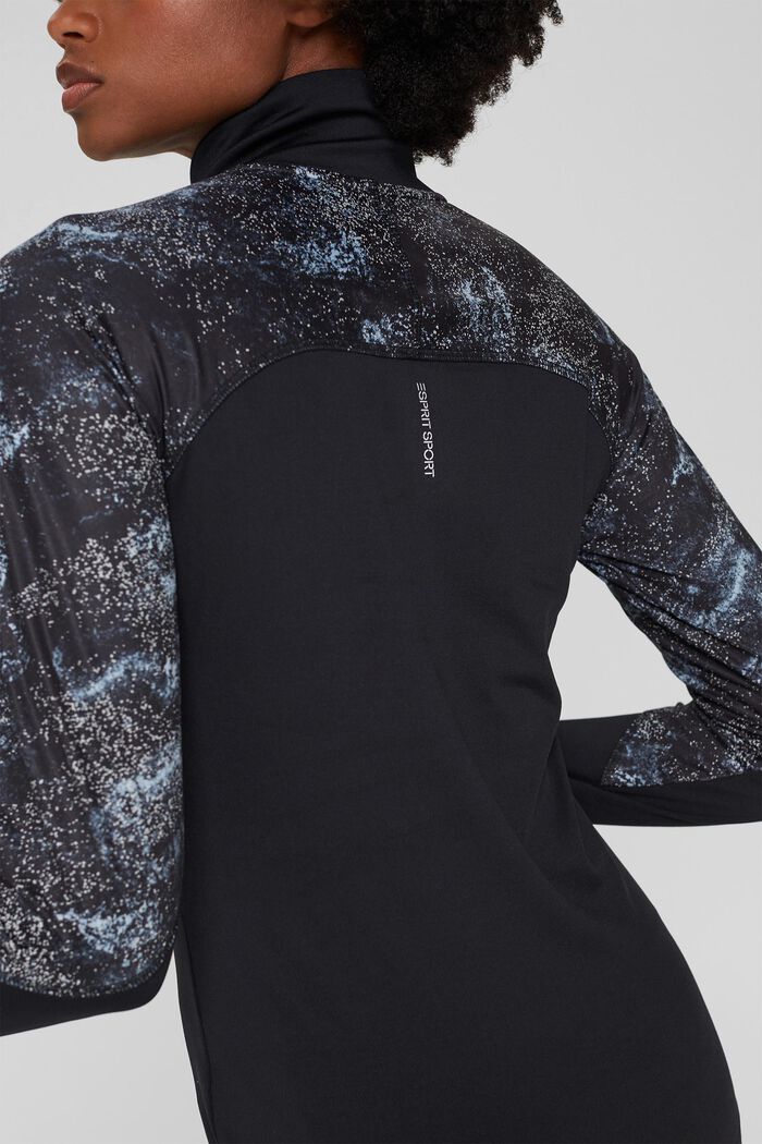 Recycled: long sleeve top with reflective print, edry, BLACK, detail image number 2