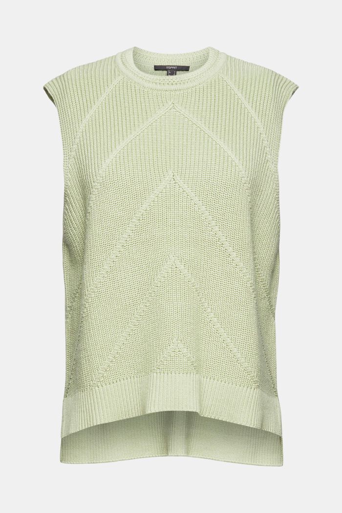 Sleeveless jumper with a knitted pattern, organic cotton, PASTEL GREEN, detail image number 6