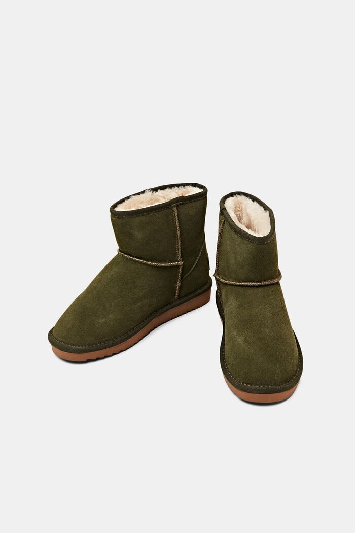 Suede Faux Fur Lined Boots, KHAKI GREEN, detail image number 6