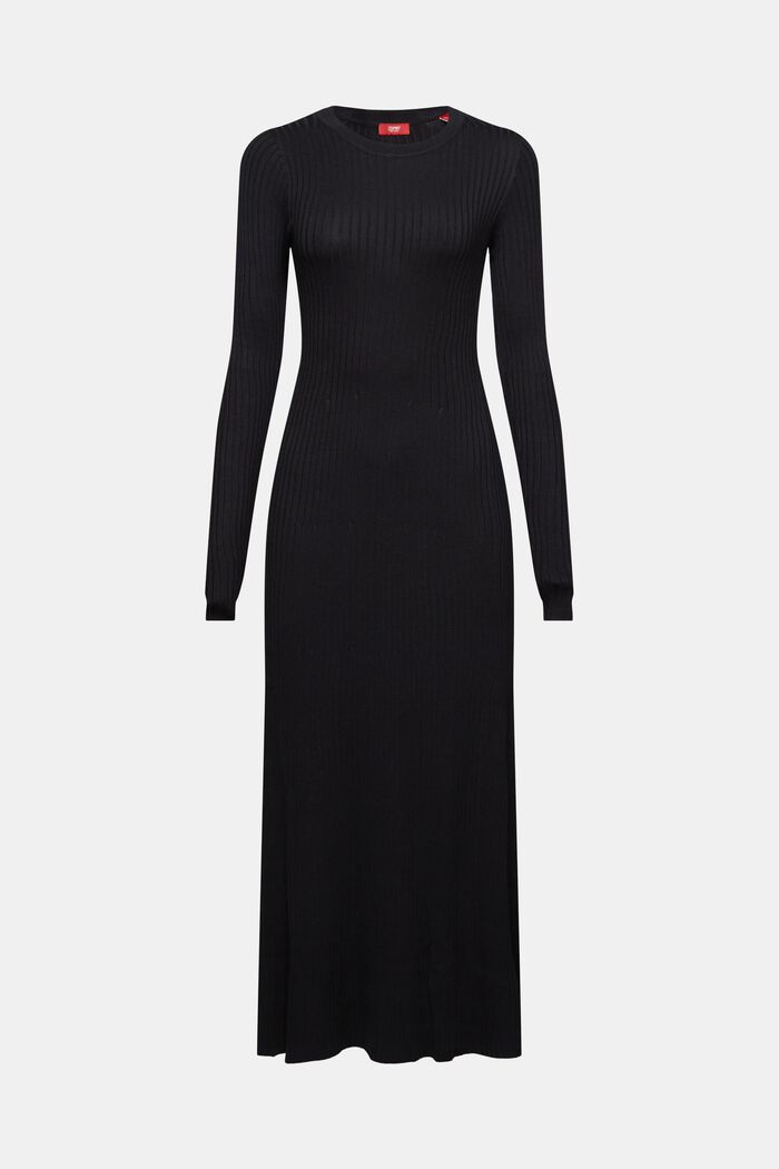 Rib-Knit Maxi Dress, BLACK, detail image number 6