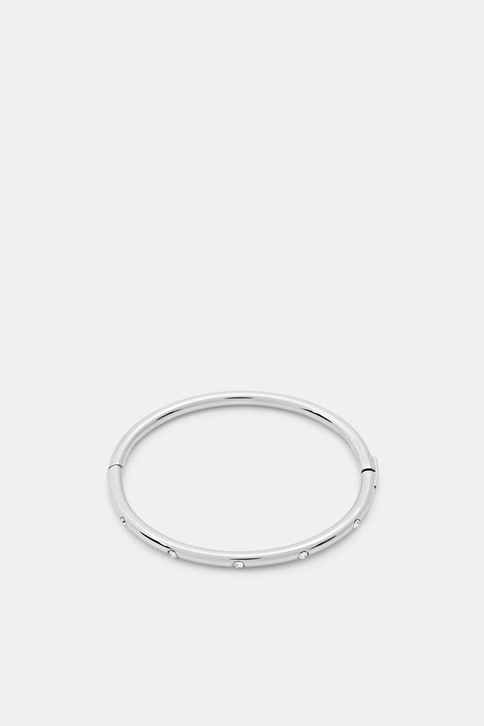 Stainless steel bangle with zirconia, SILVER, overview