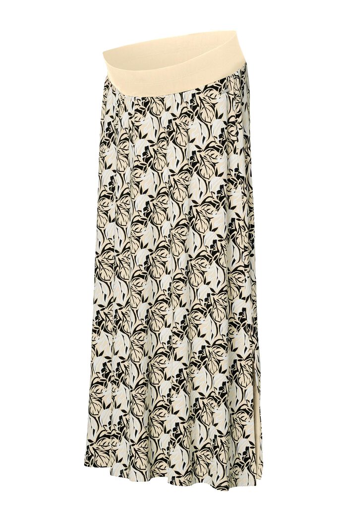 Maxi skirt with a floral pattern, GUNMETAL, detail image number 0