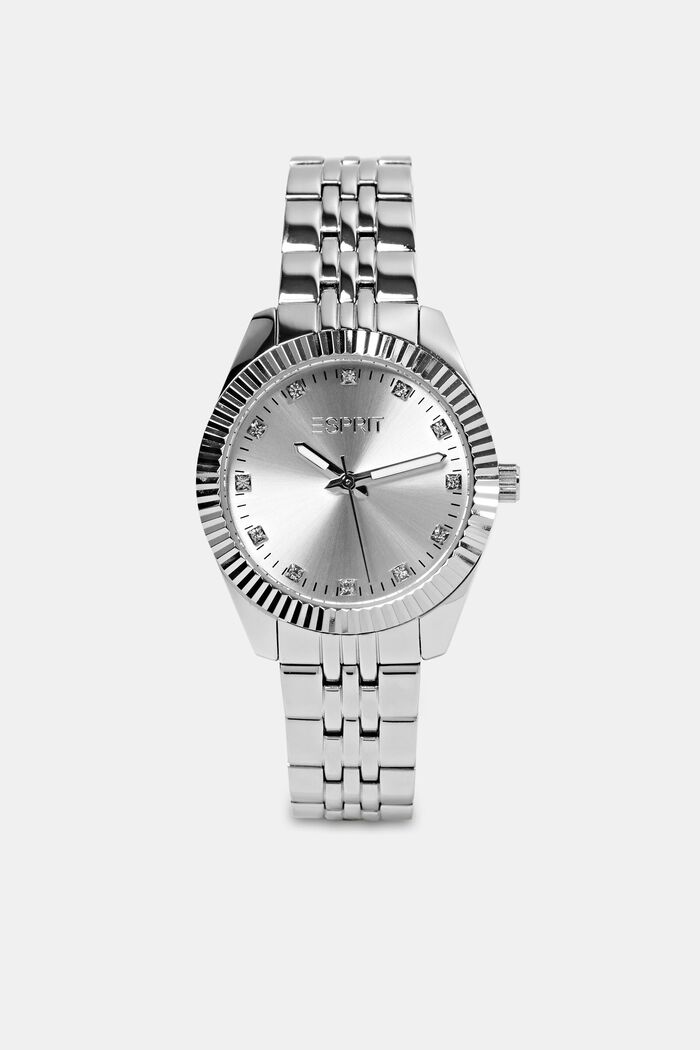 Stainless steel watch with zirconia, SILVER, detail image number 0