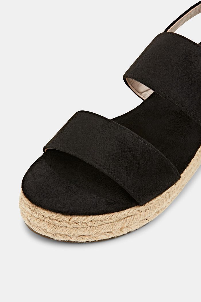Wedge heel sandals made of faux suede, BLACK, detail image number 4