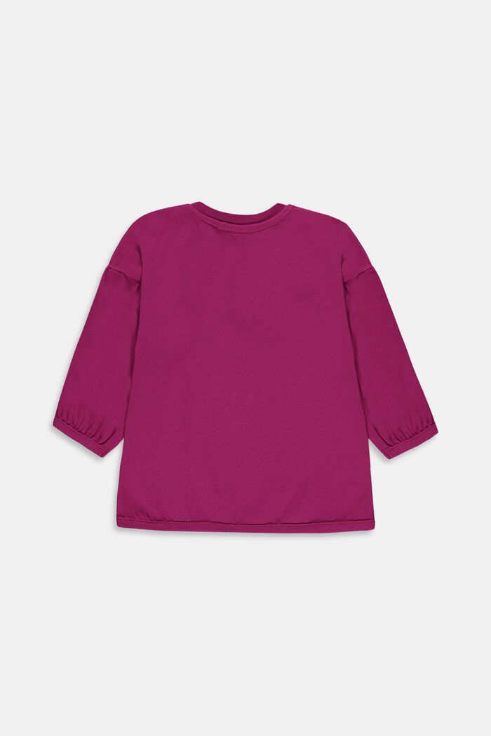 Long sleeve top with a 3D motif, in organic cotton, BERRY PURPLE, detail image number 1
