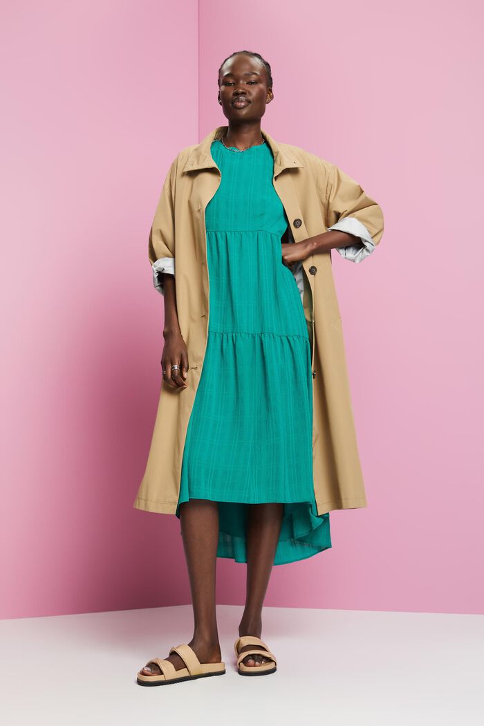 Lightweight midi dress with balloon sleeves, EMERALD GREEN, detail image number 1