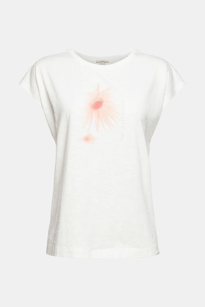 T-shirt with a print, in blended organic cotton, OFF WHITE, overview