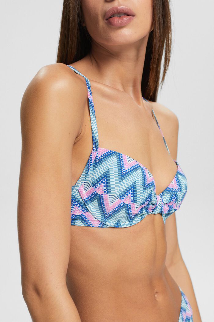 Made of recycled material: bikini top with multi-way straps, BRIGHT BLUE, detail image number 3