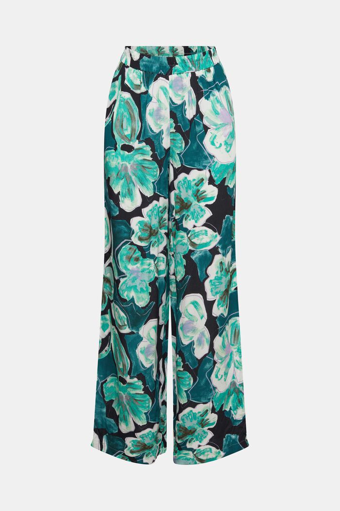 Patterned wide-leg trousers, EMERALD GREEN, overview
