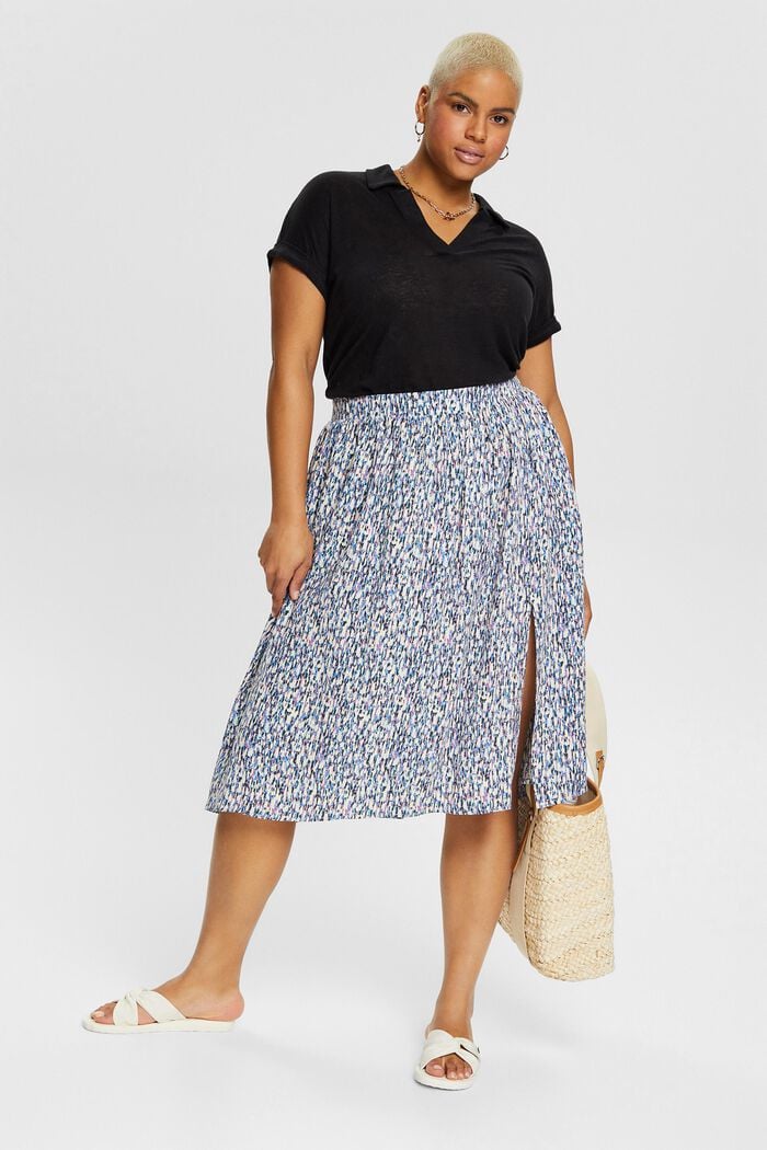 CURVY patterned midi skirt, LENZING™ ECOVERO™, BLUE LAVENDER, detail image number 1
