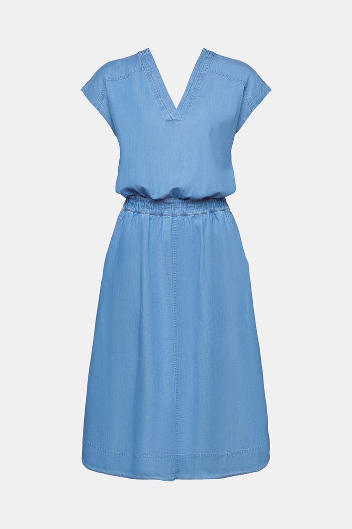 Cotton Chambray Denim Dress, BLUE LIGHT WASHED, detail image number 5