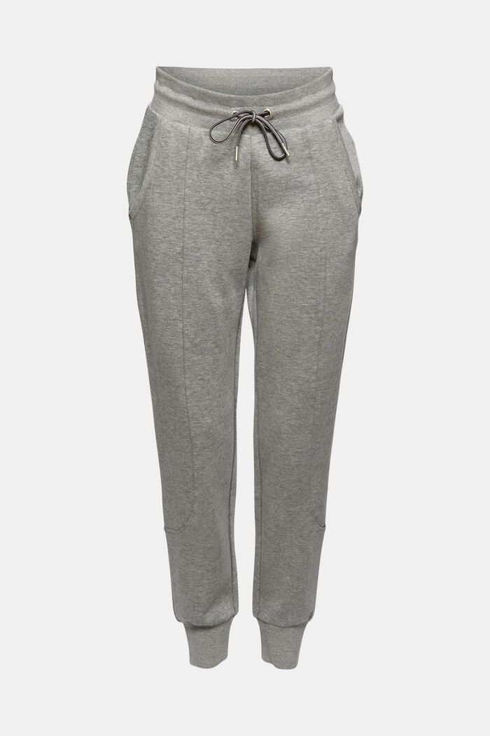 Tracksuit bottoms made of blended organic cotton, MEDIUM GREY, overview