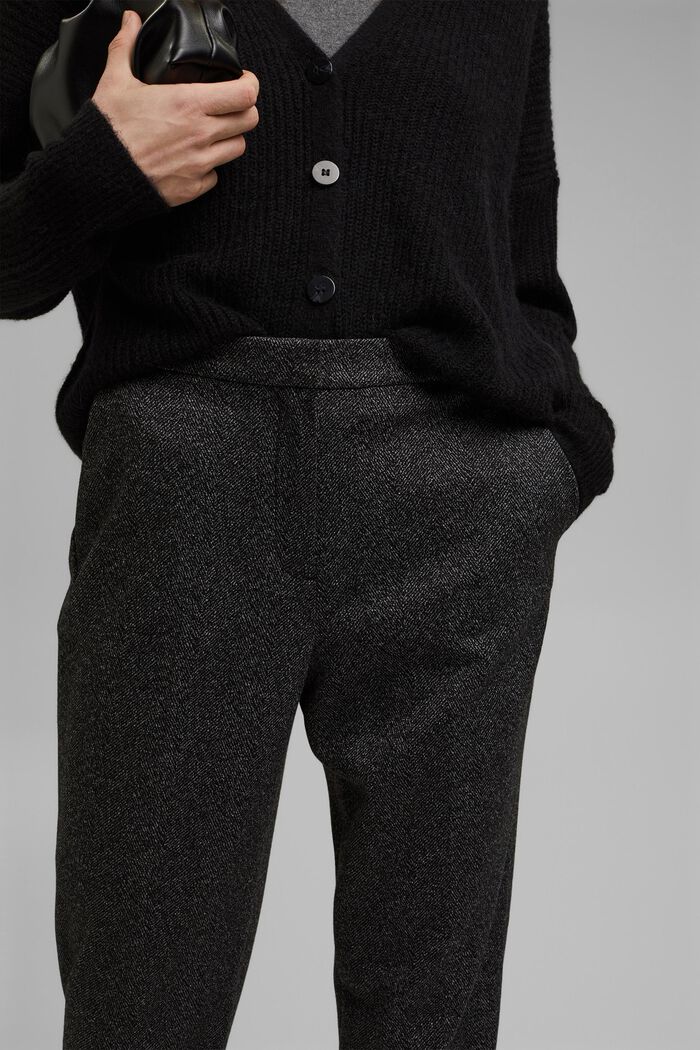 Mix + match HERRINGBONE stretch trousers, BLACK, detail image number 2