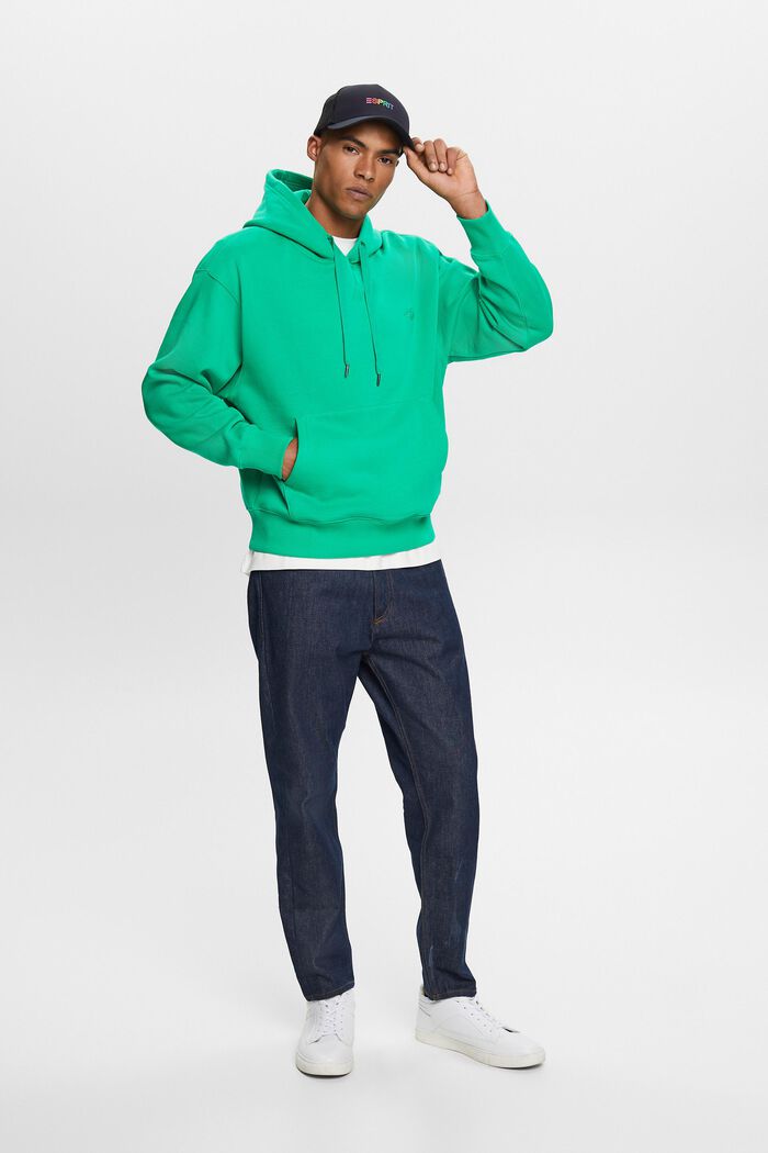 Sweatshirt hoodie with logo stitching, GREEN, detail image number 1