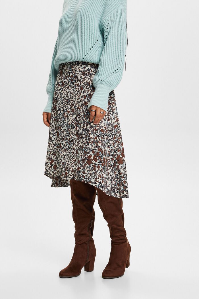 Recycled: patterned midi skirt, BROWN, detail image number 0