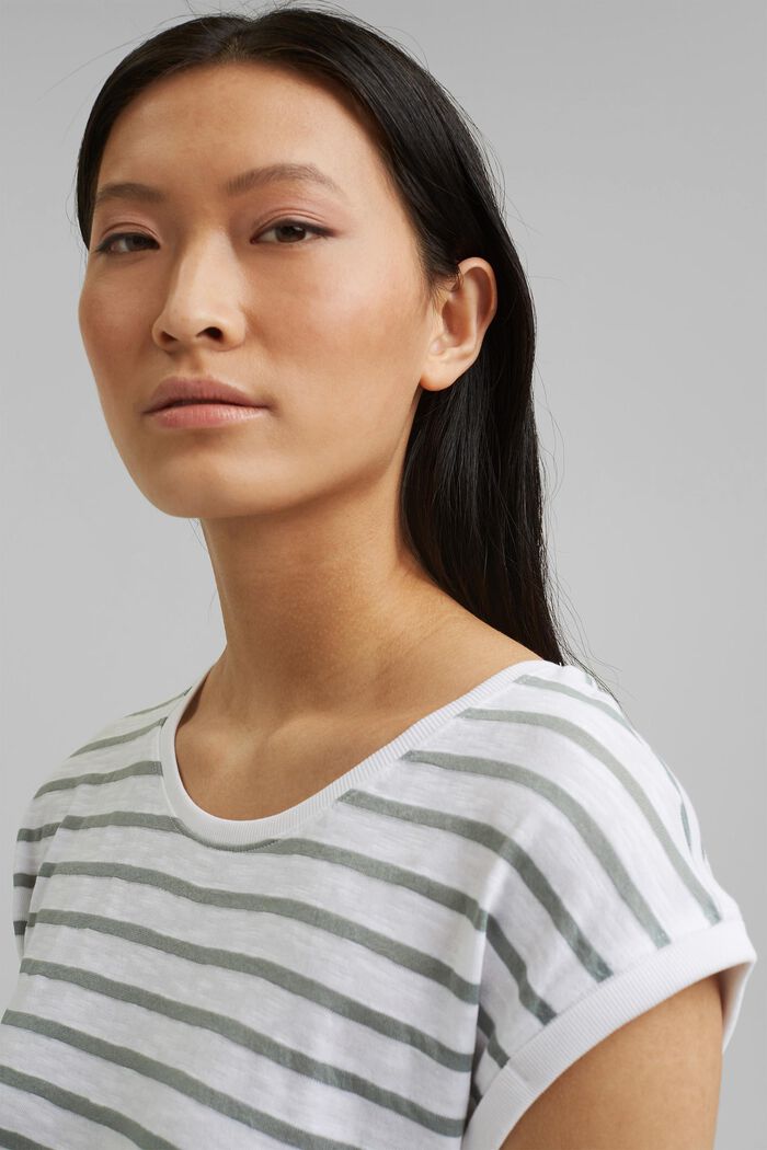 Recycled: striped T-shirt containing organic cotton, LIGHT KHAKI, detail image number 6