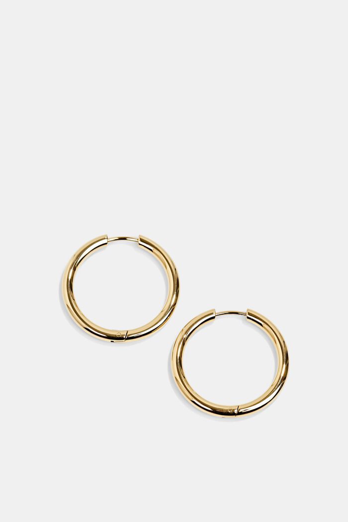 Stainless-steel hoop earrings, GOLD, detail image number 2