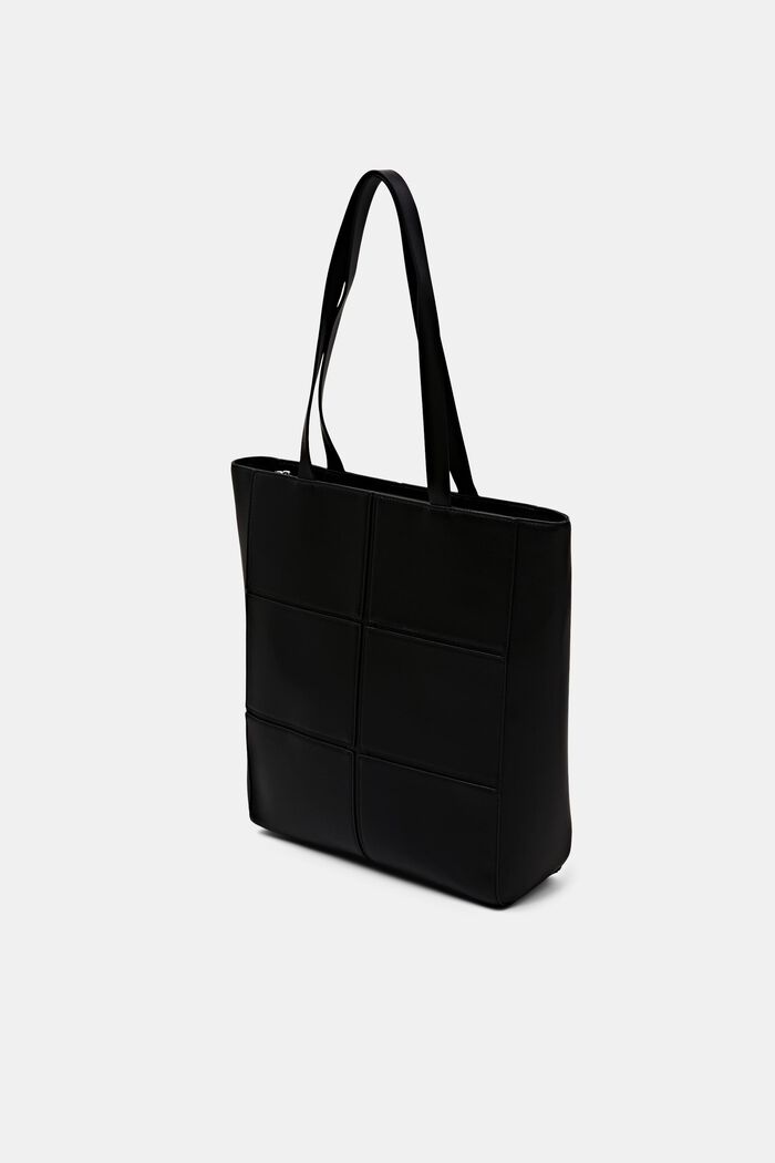 Faux Leather Tote Bag, BLACK, detail image number 2