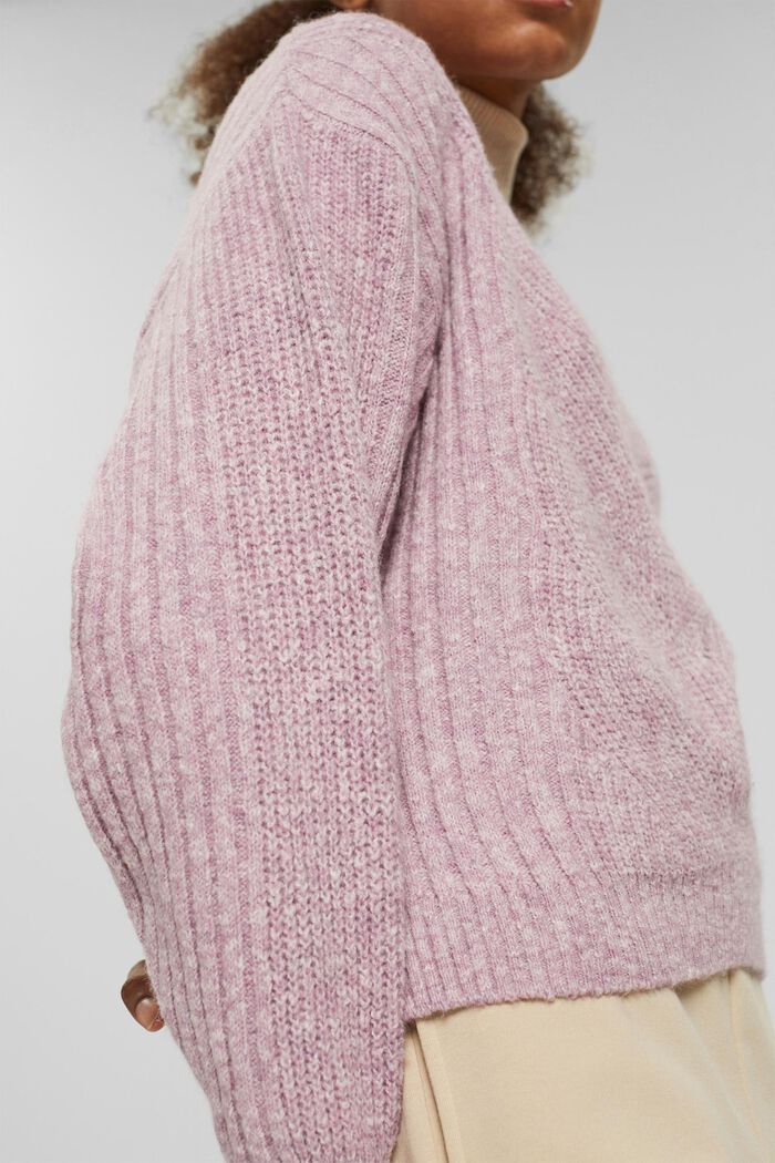 Wool blend: jumper with pattern mix, NEW MAUVE, detail image number 2
