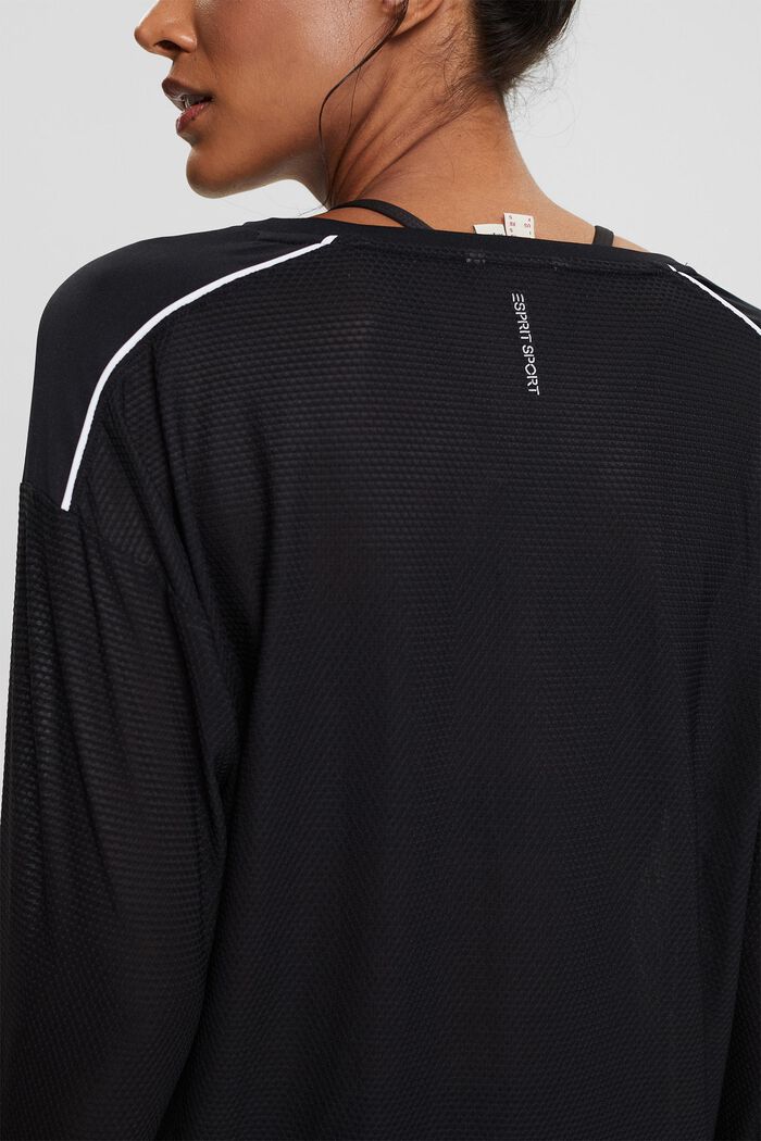 Made of recycled material: Long sleeve mesh top, BLACK, detail image number 5