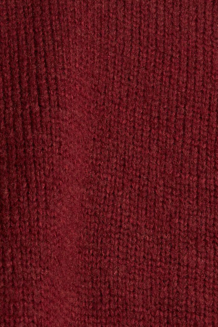 Wool blend: cardigan with balloon sleeves, GARNET RED, detail image number 4
