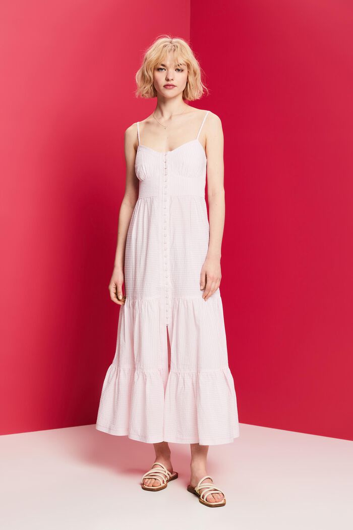 Tiered Button Front Maxi Dress, LIGHT PINK, detail image number 4