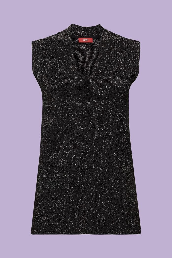 Sparkling Rib-Knit Vest, BLACK, detail image number 6