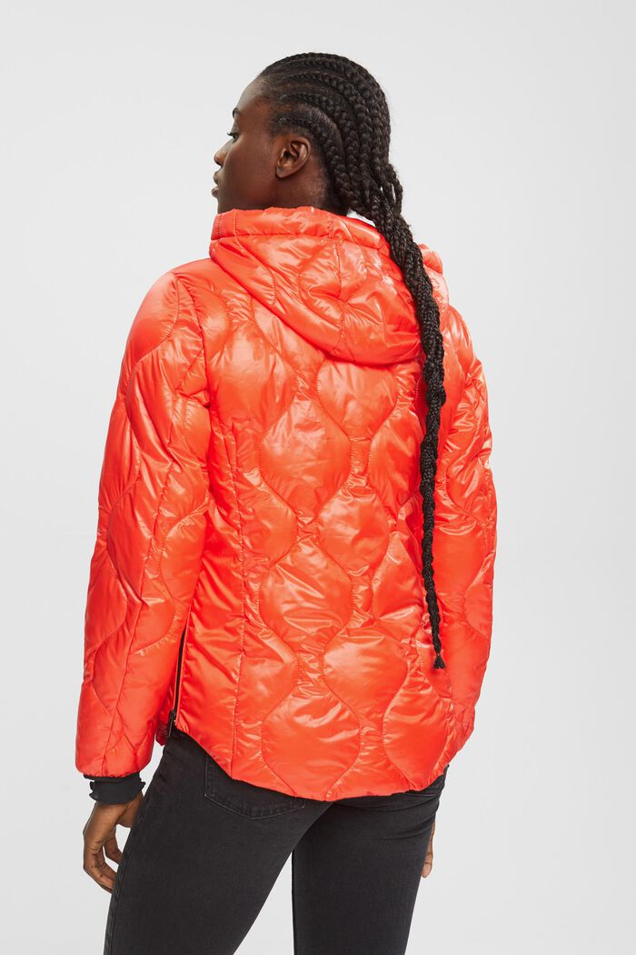 Quilted puffer jacket with a hood, ORANGE RED, detail image number 3
