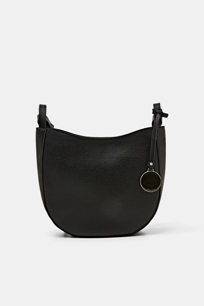 Recycled: faux leather shoulder bag, BLACK, detail image number 0