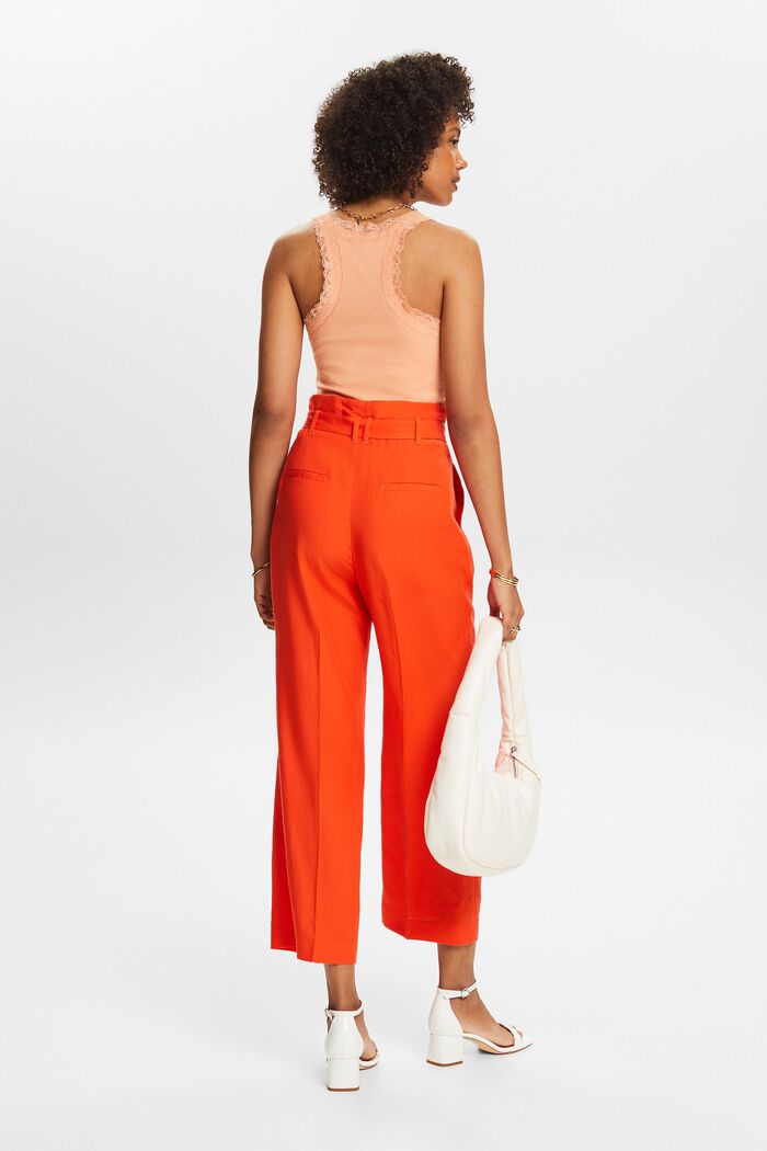 Mix and Match Cropped High-Rise Culotte Pants, BRIGHT ORANGE, detail image number 2