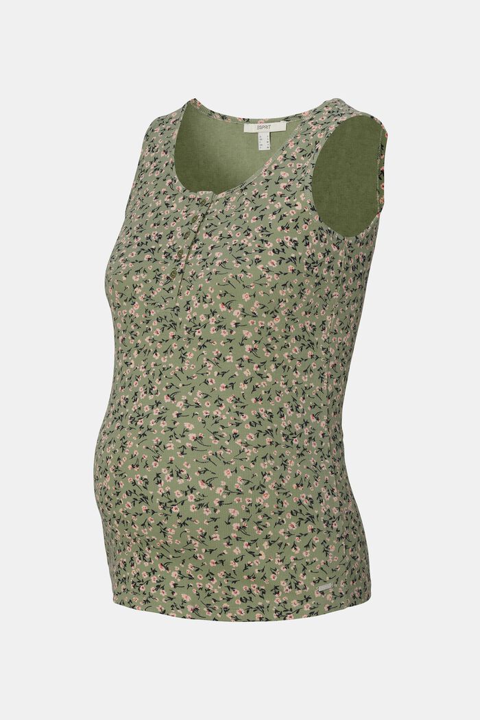 Floral top made of organic cotton, REAL OLIVE, detail image number 5