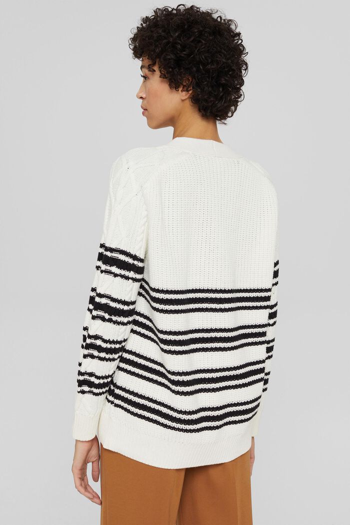 Cardigan with a cable knit pattern, OFF WHITE, detail image number 3