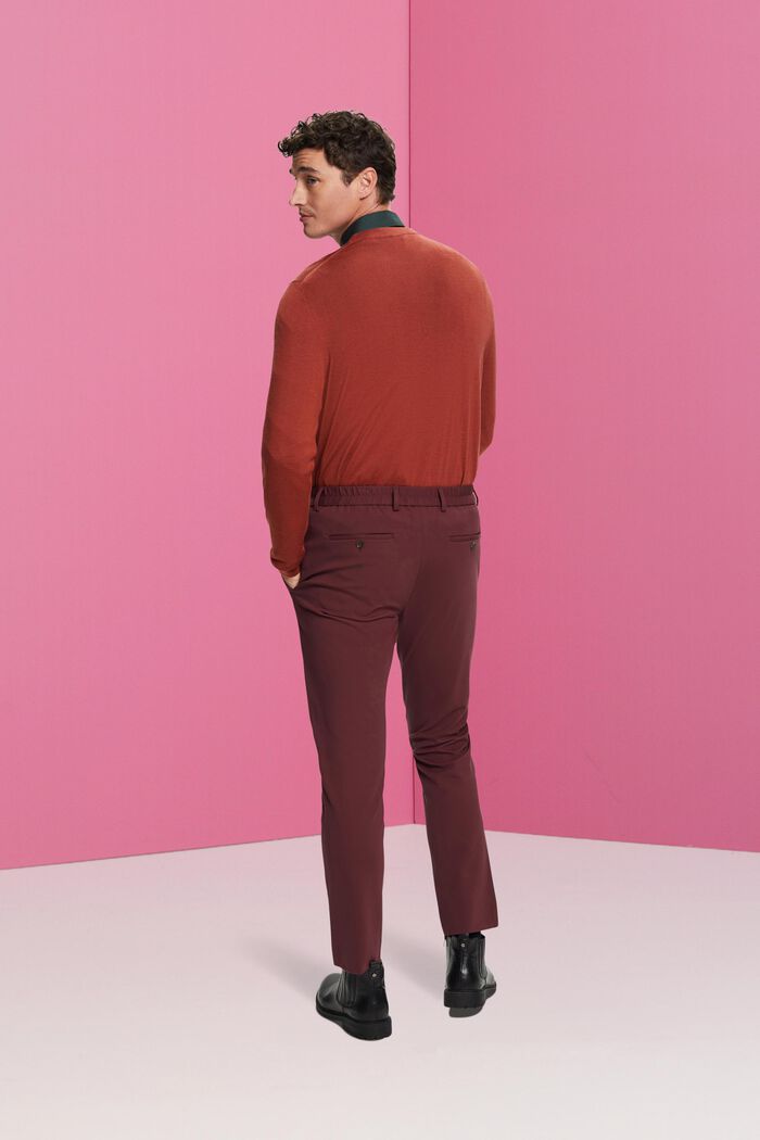 Piqué jersey suit trousers, BORDEAUX RED, detail image number 3