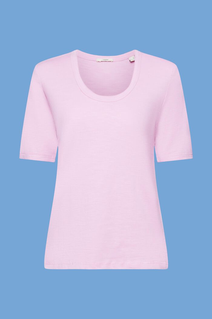 Cotton T-shirt with scoop neckline, LILAC, detail image number 5