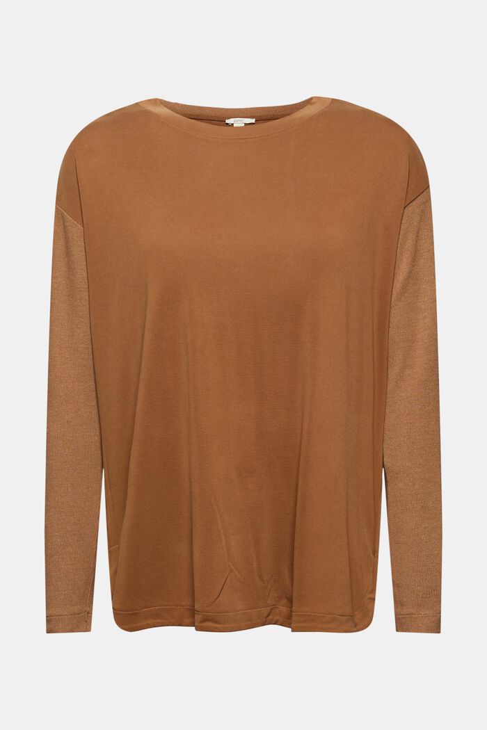 Long sleeve top made of a LENZING™ ECOVERO™ blend, TOFFEE, detail image number 5