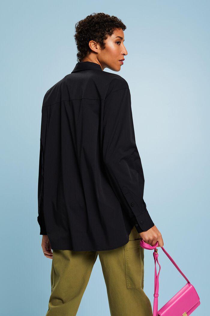 Oversized Button-Down Shirt, BLACK, detail image number 2