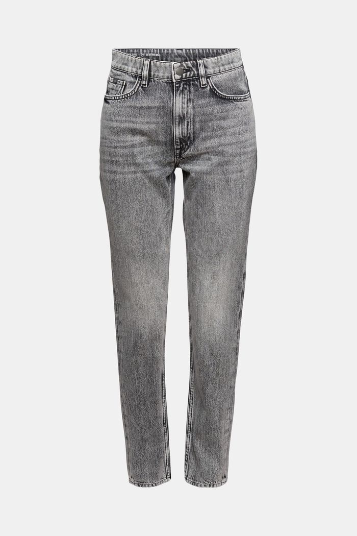 7/8-length jeans with a fashion fit, organic cotton blend, GREY MEDIUM WASHED, detail image number 6