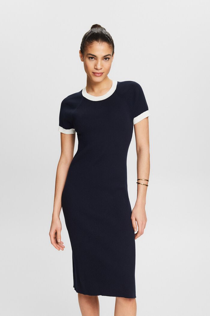 Raglan Short-Sleeve Dress, NAVY, detail image number 0