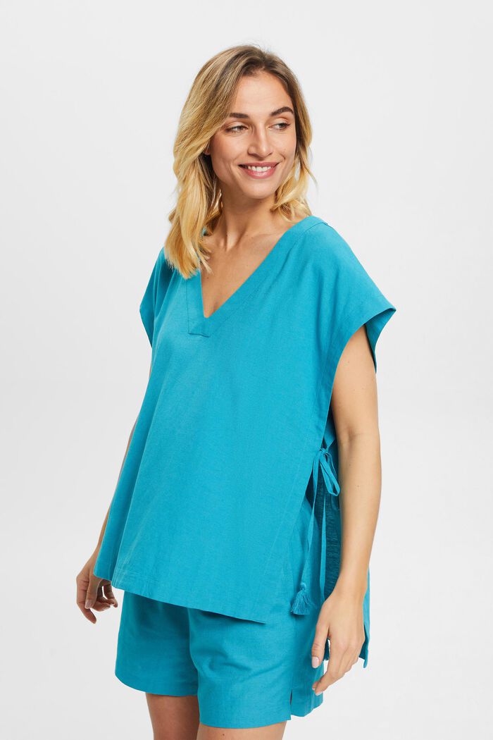 Sleeveless beach tunic, TEAL BLUE, detail image number 0