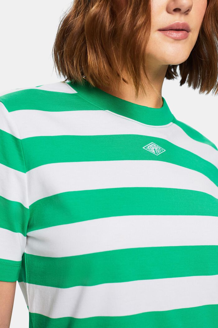 Pima Cotton Striped Embroidered Logo T-Shirt, GREEN, detail image number 3