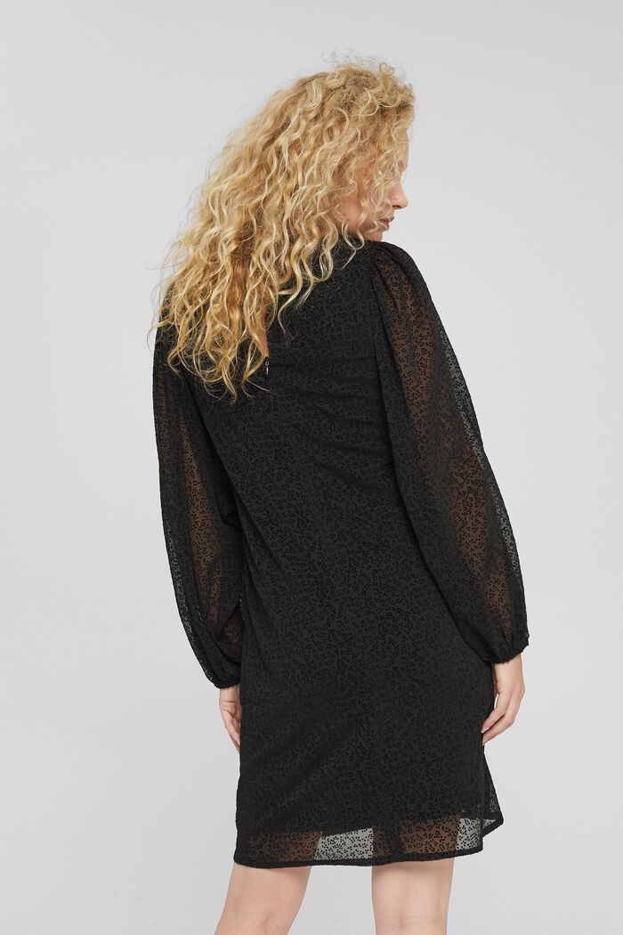 Patterned chiffon velvet dress, BLACK, detail image number 2