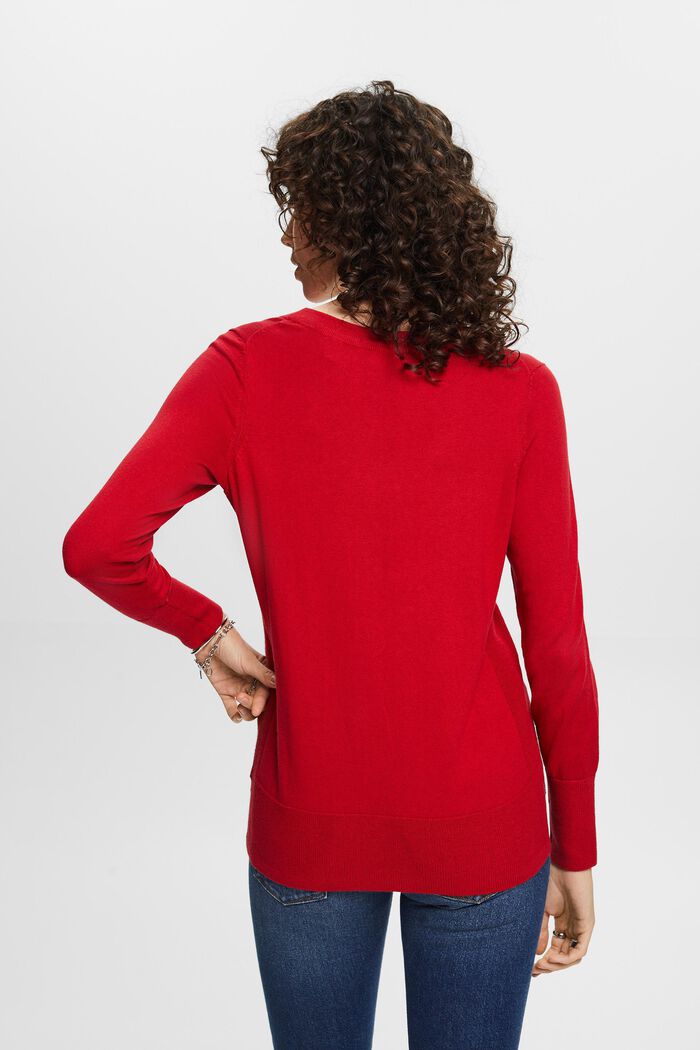 V-Neck Sweater, DARK RED, detail image number 3