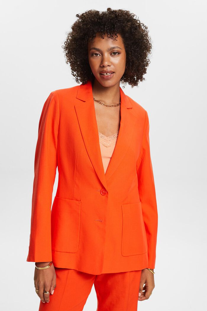 Mix and Match Single-Breasted Blazer, BRIGHT ORANGE, detail image number 0