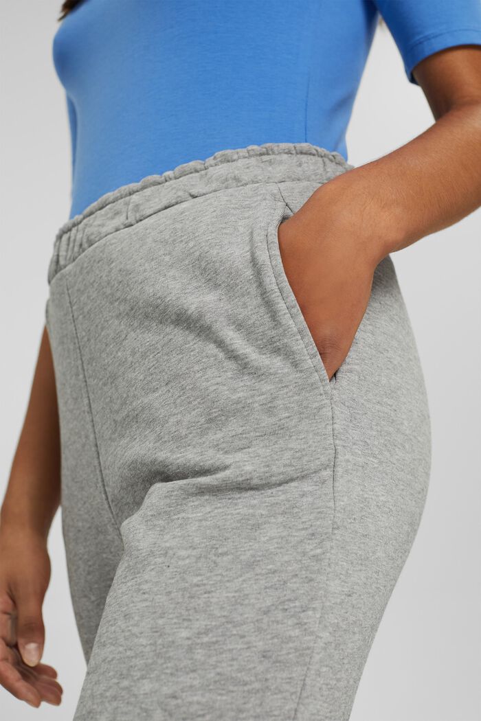 Slim, high-waisted trousers made of sweatshirt fabric, MEDIUM GREY, detail image number 2