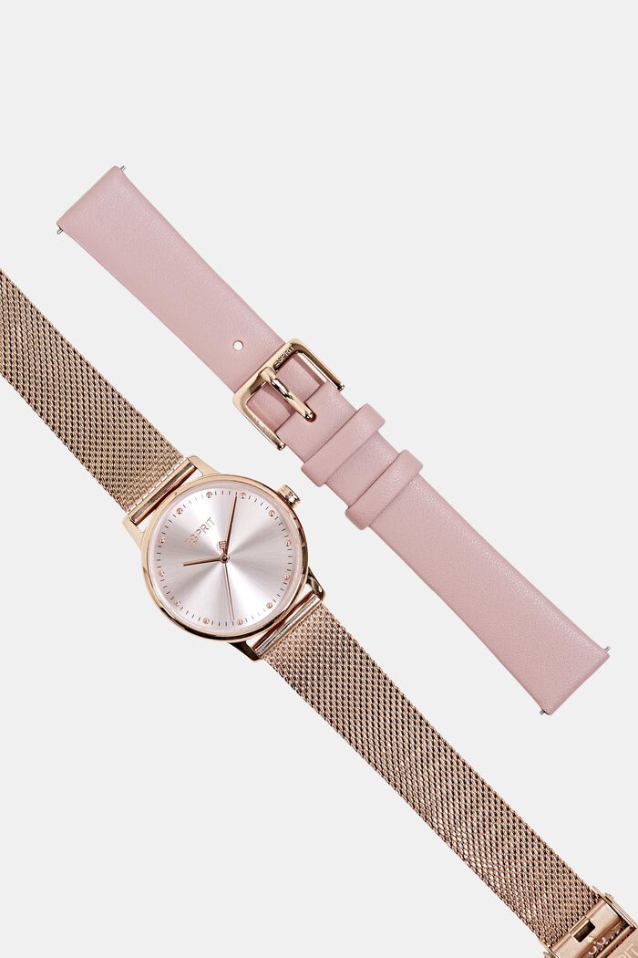 Watch set with interchangeable straps, ROSE GOLD, detail image number 3