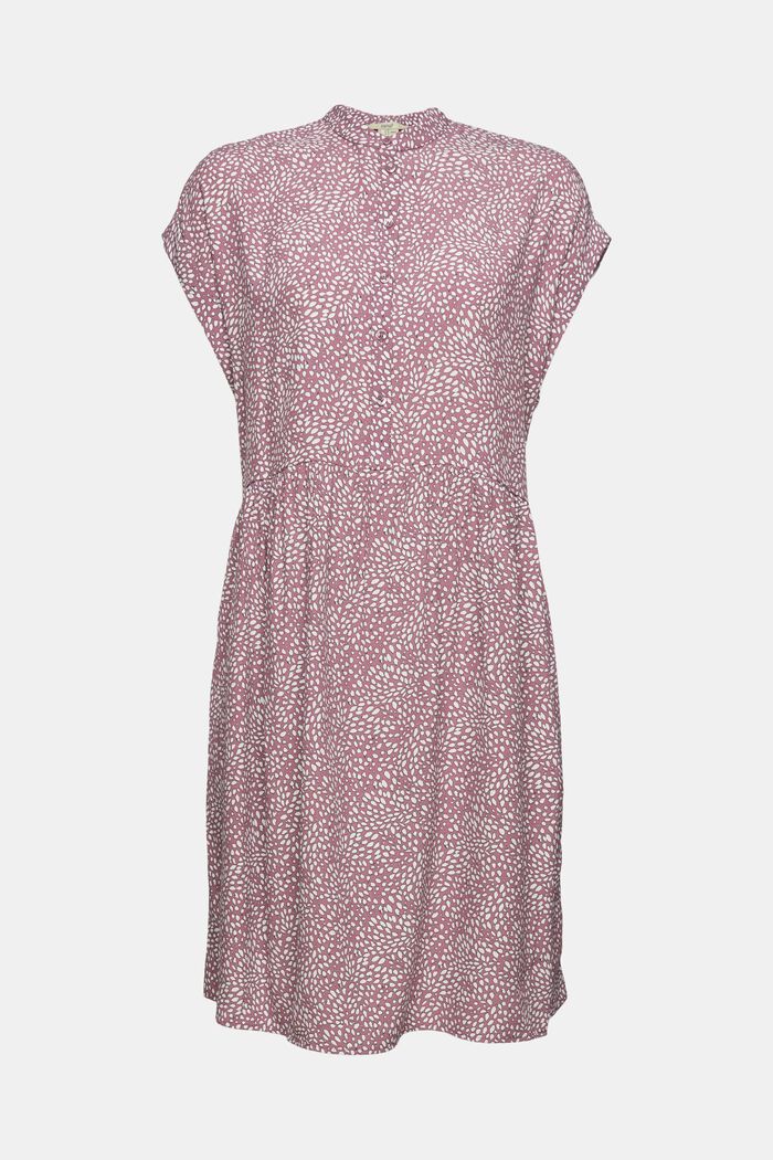Patterned mini dress with a button placket, MAUVE, overview