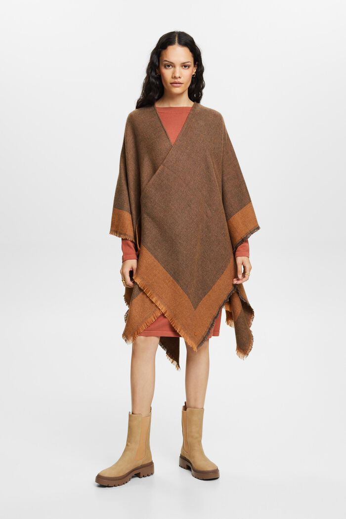 Open-Front Reversible Poncho, CARAMEL, detail image number 4