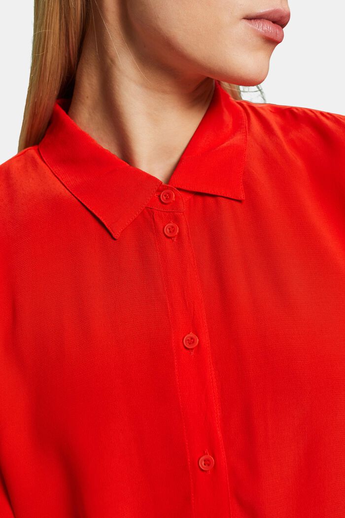 Crêpe Shirt Blouse, RED, detail image number 3